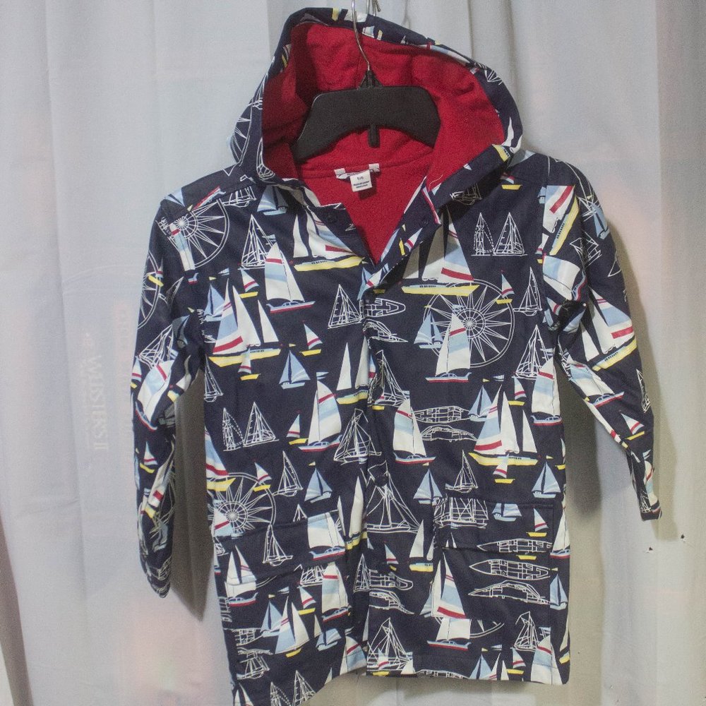 Hartstrings Youth Size 5/6 Raincoat W/Sailboats